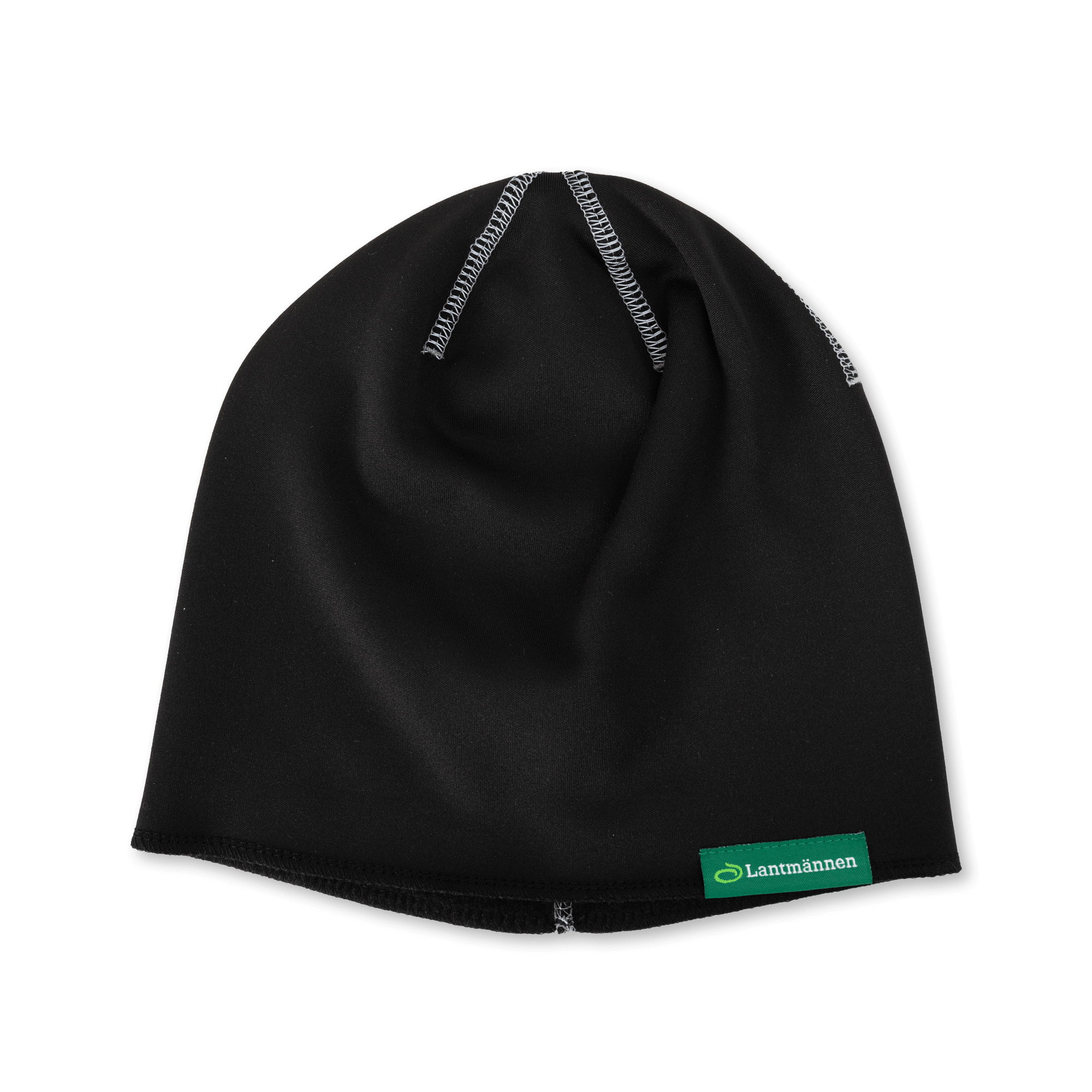 svart mössa med lantmännen logga på etikett