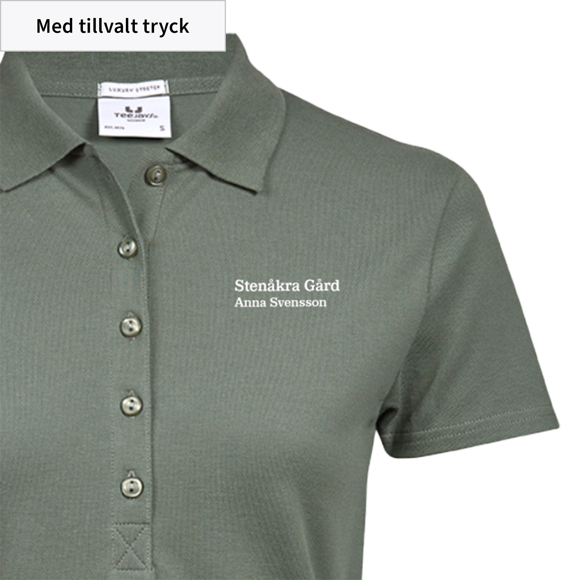 dampolo med namn- och gårdsnamn fram närbild