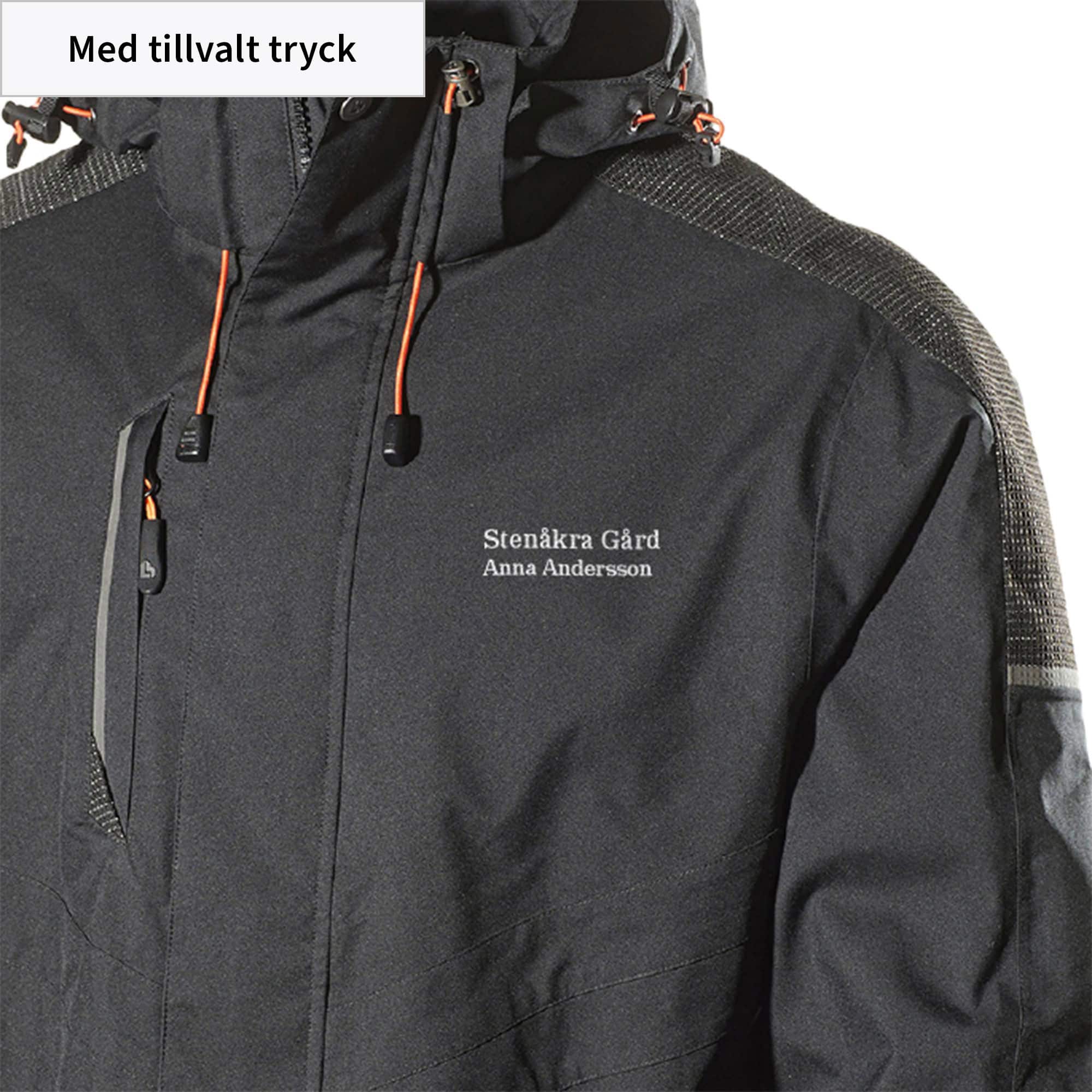arbetsjacka med namn- och gårdsnamn fram tilltryck