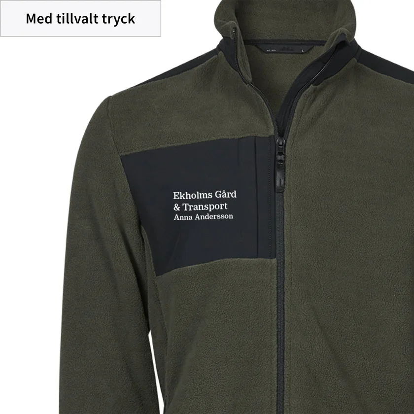 fleece med namn- och gårdsnamn tilltryck